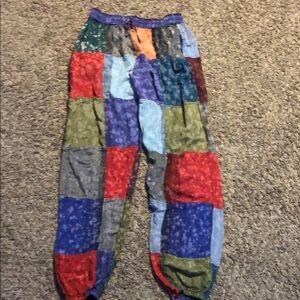 Kathmandu Red and Blue Pajama Bottoms with Jogger Style